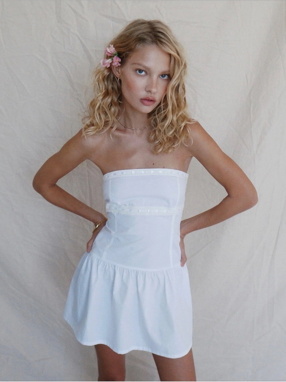 Motel Rocks White Strapless Mini Dress